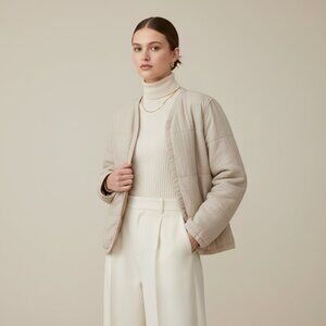 Old Navy Womens Small Quilted Khaki Open Jacket